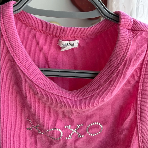 Y2K Bedazzled XOXO Pink Sleeveless Cropped Tank Top - Picture 7 of 9